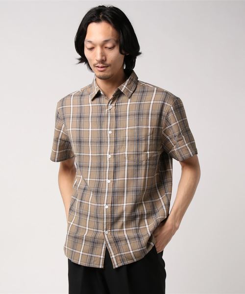 CORISCO(コリスコ)の「CORISCO 綿麻パナマ 半袖 シャツ (M1)(シャツ/ブラウス・メンズ・ホワイト/ベージュ/ネイビー/グリーン/ホワイト系その他/ブラック系その他/ベージュ系その他/ブルー系その他/ブラック系その他2/ブルー系その他2・MEDIUM/LARGE/X-LARGE)」の1枚目の写真