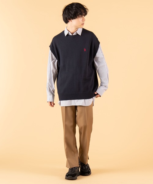 U.S. POLO ASSN.（ユーエスポロアッスン）の「∴WEGO/U.S. POLO ASSN.別注無地ニットベスト（ベスト・メンズ・ネイビー/ベージュ/ダークグリーン・MEDIUM/LARGE）」の14枚目の写真