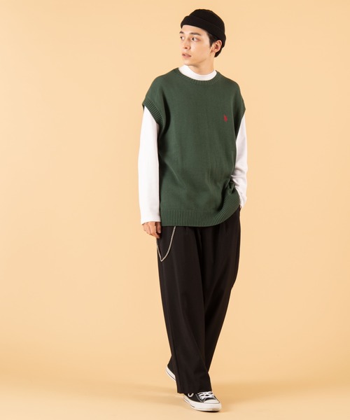 U.S. POLO ASSN.（ユーエスポロアッスン）の「∴WEGO/U.S. POLO ASSN.別注無地ニットベスト（ベスト・メンズ・ネイビー/ベージュ/ダークグリーン・MEDIUM/LARGE）」の11枚目の写真