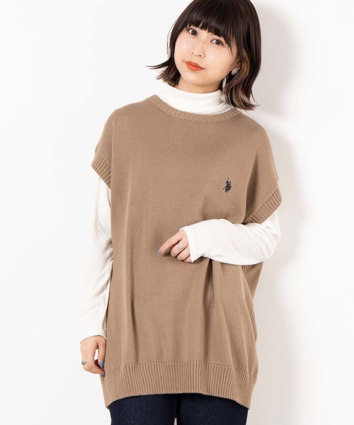 U.S. POLO ASSN.（ユーエスポロアッスン）の「∴WEGO/U.S. POLO ASSN.別注無地ニットベスト（ベスト・メンズ・ネイビー/ベージュ/ダークグリーン・MEDIUM/LARGE）」の7枚目の写真