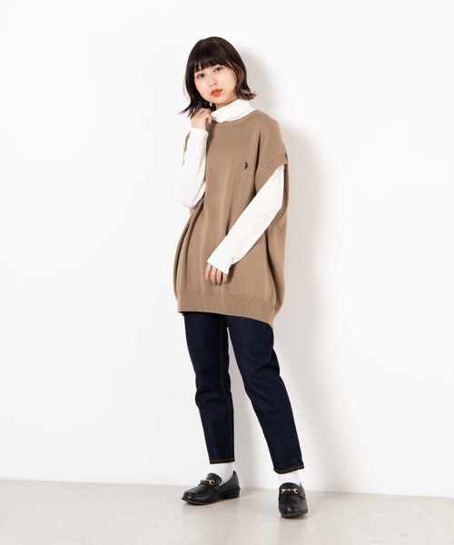 U.S. POLO ASSN.（ユーエスポロアッスン）の「∴WEGO/U.S. POLO ASSN.別注無地ニットベスト（ベスト・メンズ・ネイビー/ベージュ/ダークグリーン・MEDIUM/LARGE）」の8枚目の写真
