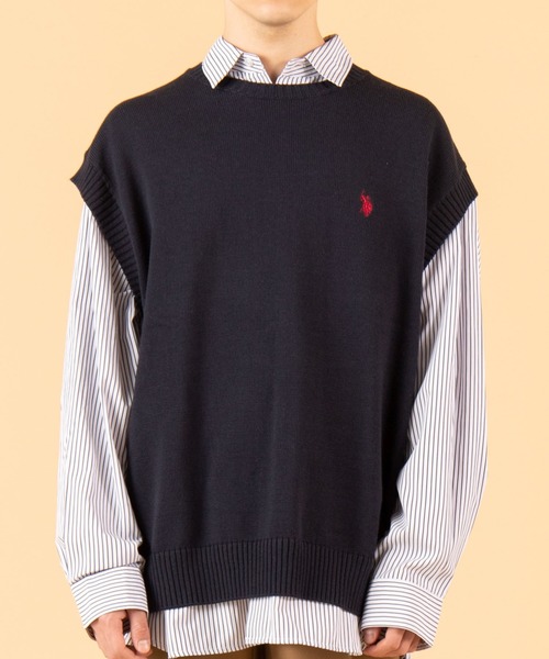 U.S. POLO ASSN.（ユーエスポロアッスン）の「∴WEGO/U.S. POLO ASSN.別注無地ニットベスト（ベスト・メンズ・ネイビー/ベージュ/ダークグリーン・MEDIUM/LARGE）」の19枚目の写真