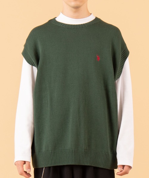 U.S. POLO ASSN.（ユーエスポロアッスン）の「∴WEGO/U.S. POLO ASSN.別注無地ニットベスト（ベスト・メンズ・ネイビー/ベージュ/ダークグリーン・MEDIUM/LARGE）」の20枚目の写真