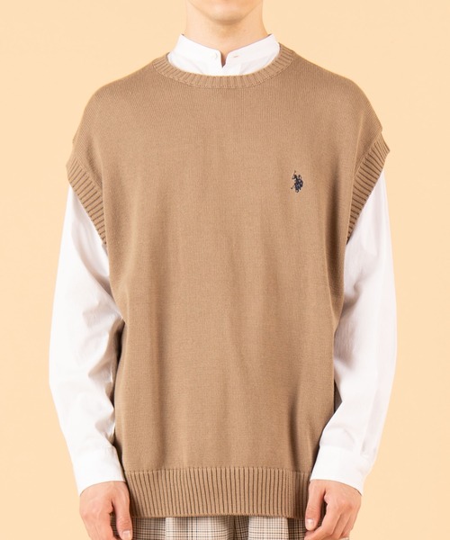 U.S. POLO ASSN.（ユーエスポロアッスン）の「∴WEGO/U.S. POLO ASSN.別注無地ニットベスト（ベスト・メンズ・ネイビー/ベージュ/ダークグリーン・MEDIUM/LARGE）」の21枚目の写真