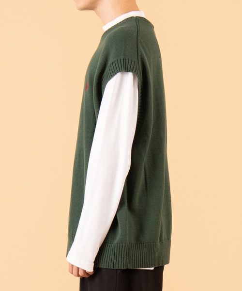 U.S. POLO ASSN.（ユーエスポロアッスン）の「∴WEGO/U.S. POLO ASSN.別注無地ニットベスト（ベスト・メンズ・ネイビー/ベージュ/ダークグリーン・MEDIUM/LARGE）」の22枚目の写真