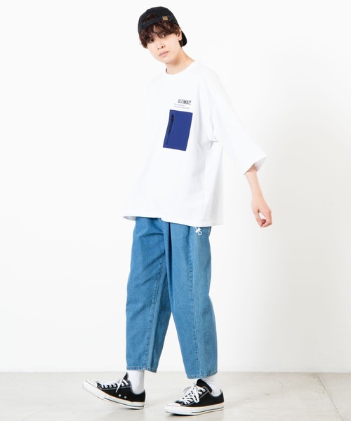 WEGO（ウィゴー）の「WEGO/ミニ裏毛ナイロンポケット5分袖プルオーバー（スウェット・メンズ・ベージュ/ホワイト・MEDIUM/LARGE）」の20枚目の写真