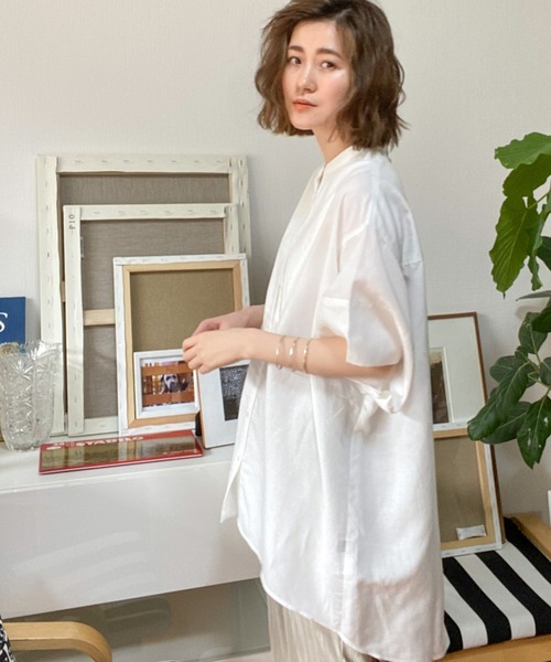 A part by（アパートバイ）の「CoスタンドルーズシャツSS　911949（シャツ/ブラウス・レディース・オフホワイト/ブラウン/ブルー系その他4/イエロー系その他4・FREE）」の5枚目の写真