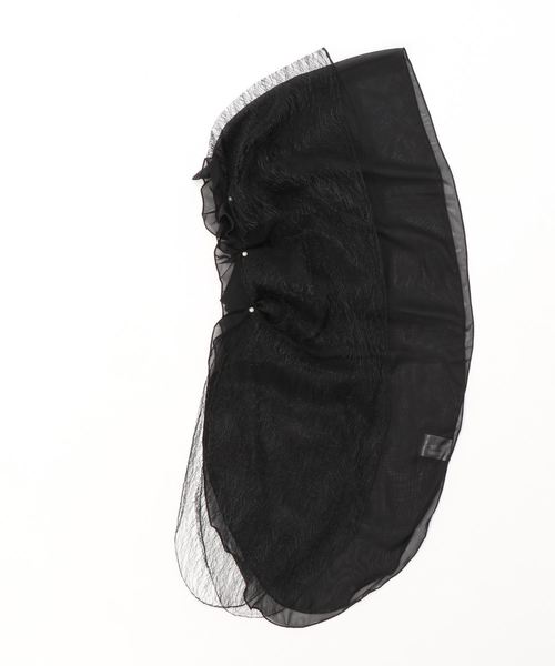 INTERPLANET（インタープラネット）の「パール付きシャイニーレース*シフォンショール（ストール/ショール・レディース・ブラック/ベージュ・FREE）」の3枚目の写真