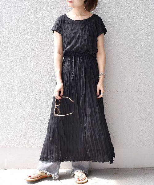 セール【美品】SHIPS*クリンクルジャージワンピース、日本製 セール】クリンクルジャージーワンピース（ワンピース）｜SHIPS
