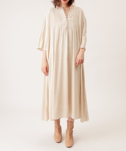 natural couture(ナチュラルクチュール)の「ピンタックカフタンワンピース(ワンピース・レディース・ブラック/ベージュ/レンガ・FREE)」の20枚目の写真