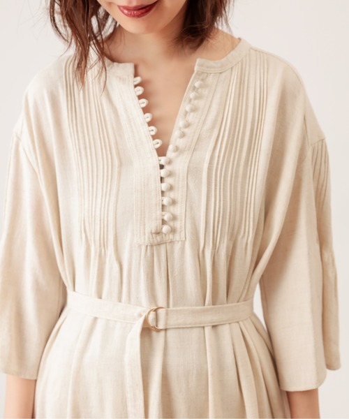 natural couture(ナチュラルクチュール)の「ピンタックカフタンワンピース(ワンピース・レディース・ブラック/ベージュ/レンガ・FREE)」の16枚目の写真