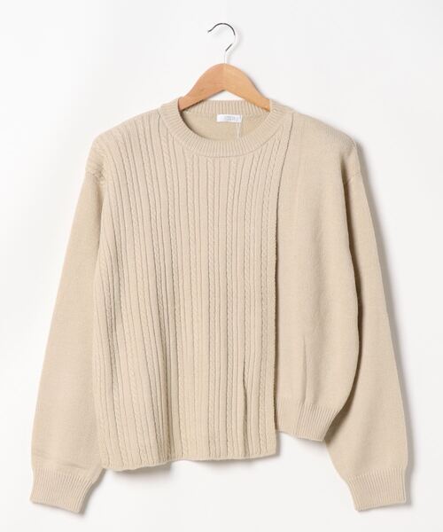 LOWRYS FARM(ローリーズファーム)の「ケーブルレイヤープルオーバーLS 895477(ニット/セーター・レディース・ブラック/ベージュ/グリーン・FREE)」の5枚目の写真