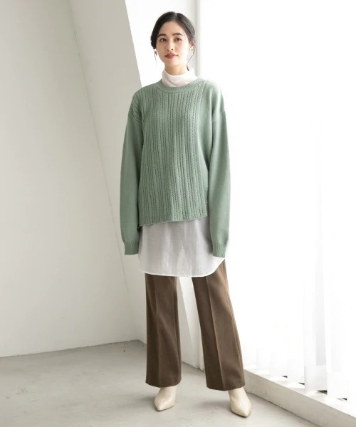 LOWRYS FARM(ローリーズファーム)の「ケーブルレイヤープルオーバーLS 895477(ニット/セーター・レディース・ブラック/ベージュ/グリーン・FREE)」の22枚目の写真