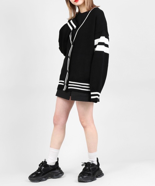 DING（ディング）の「DING/スクールニットカーディガン（カーディガン/ボレロ・レディース・グリーン/ブラック/オフホワイト・FREE）」の13枚目の写真