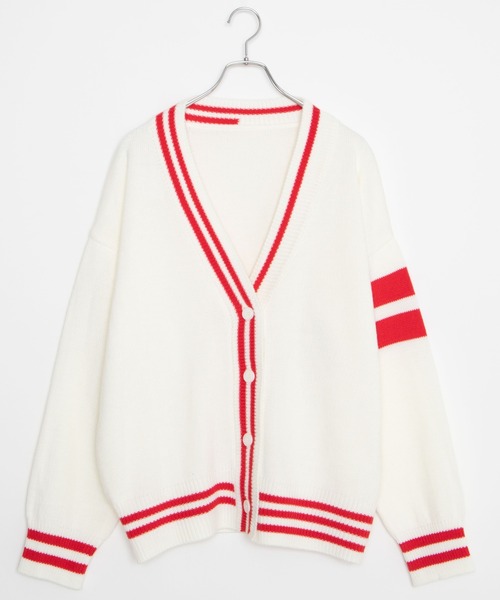 DING（ディング）の「DING/スクールニットカーディガン（カーディガン/ボレロ・レディース・グリーン/ブラック/オフホワイト・FREE）」の8枚目の写真