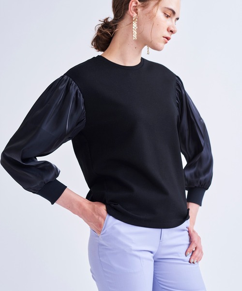 【ひとちゃん】LANVIN en Bleu サテンスリーブ カットソー LANVIN en Bleu（ランバンオンブルー）の「サテンスリーブ