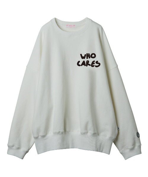 Little sunny bite(リトルサニーバイト)の「LittleSunnyBite/リトルサニーバイト/who cares stitch sweat top(スウェット・レディース・ホワイト/ブラック/パープル/レッド/イエロー・FREE)」の1枚目の写真