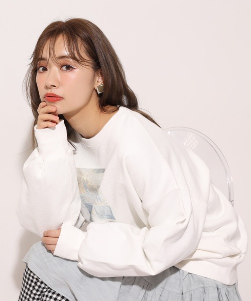 one after another NICE CLAUP（ワンアフターアナザーナイスクラップ）の「アソートプリントスウェット（Tシャツ/カットソー・レディース・グレー/オフホワイト/サックスブルー/ピンク/ホワイト系その他/ライトピンク/ホワイト系その他2・FREE）」の18枚目の写真