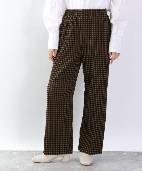 LOWRYS FARM（ローリーズファーム）の「ｓｅｌｆｃｕｔチェックプリーツパンツ　929085（その他パンツ・レディース・ベージュ/ダークブラウン・FREE）」の4枚目の写真
