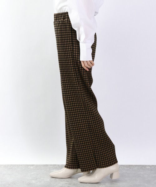 LOWRYS FARM（ローリーズファーム）の「ｓｅｌｆｃｕｔチェックプリーツパンツ　929085（その他パンツ・レディース・ベージュ/ダークブラウン・FREE）」の5枚目の写真