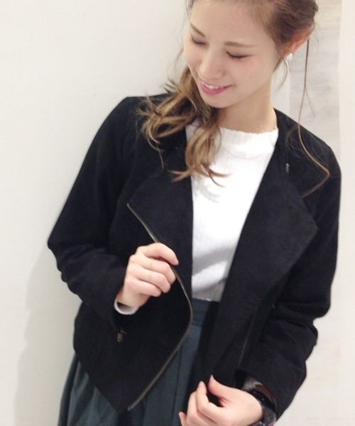 Chico（チコ）の「スエードライダースブルゾン（ライダースジャケット・レディース・ベージュ/オリーブ/ブラック・FREE）」の16枚目の写真