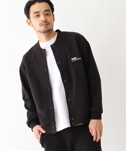 BASECONTROL（ベースコントロール）の「◆使える抗菌防臭ストレッチ裏毛 2段ロゴスタジャン風ブルゾン（ブルゾン・メンズ・ブラック/ライトブルー/グレー・03/02/04）」の2枚目の写真