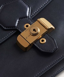 26万 ダンヒル ポシェット クラッチ ロックバッグ 革 カーフ 茶 真鍮