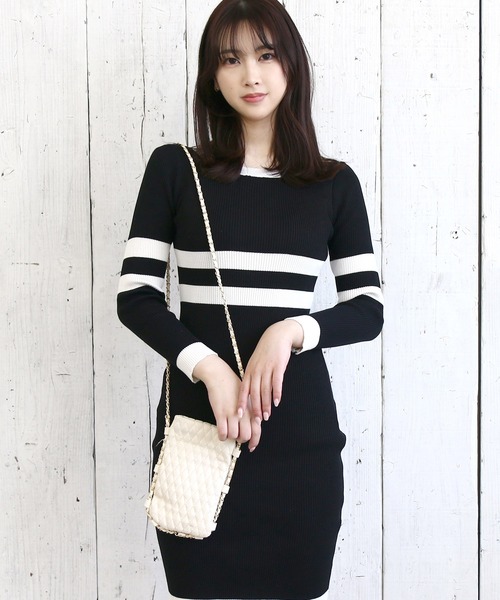 Roomy's（ルーミーズ）の「配色タイトワンピース（ワンピース・レディース・オフホワイト/モカ/ブラック・FREE）」の14枚目の写真