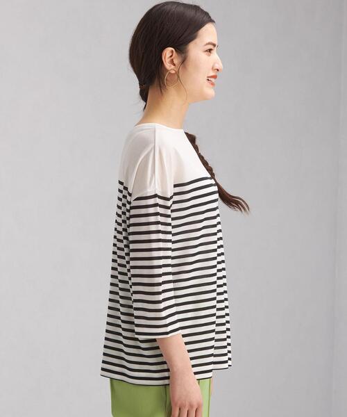 green label relaxing（グリーンレーベルリラクシング）の「FFC オーバーサイズ Tシャツ / ボーダー（Tシャツ/カットソー・レディース・ライトブルー/ブラック/ワインレッド/ナチュラル・FREE）」の17枚目の写真