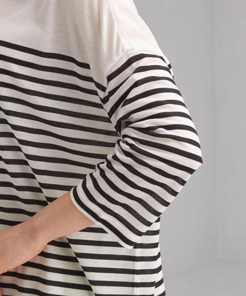 green label relaxing（グリーンレーベルリラクシング）の「FFC オーバーサイズ Tシャツ / ボーダー（Tシャツ/カットソー・レディース・ライトブルー/ブラック/ワインレッド/ナチュラル・FREE）」の19枚目の写真