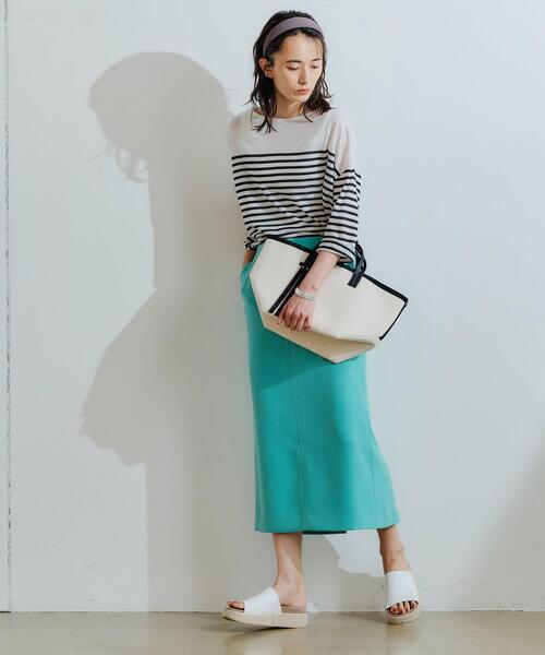 green label relaxing（グリーンレーベルリラクシング）の「FFC オーバーサイズ Tシャツ / ボーダー（Tシャツ/カットソー・レディース・ライトブルー/ブラック/ワインレッド/ナチュラル・FREE）」の8枚目の写真