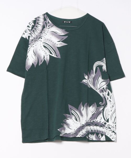 チャイハネ（チャイハネ）の「【チャイハネ】リゾートトライバルメンズTシャツ（Tシャツ/カットソー・メンズ・ベージュ/ブラック/ホワイト/グリーン/ブルー/オフホワイト/オレンジ/ライトベージュ/ダークグリーン・FREE）」の6枚目の写真