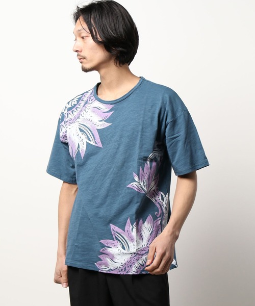 チャイハネ（チャイハネ）の「【チャイハネ】リゾートトライバルメンズTシャツ（Tシャツ/カットソー・メンズ・ベージュ/ブラック/ホワイト/グリーン/ブルー/オフホワイト/オレンジ/ライトベージュ/ダークグリーン・FREE）」の8枚目の写真