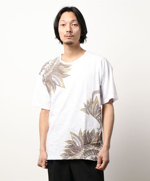 チャイハネ（チャイハネ）の「【チャイハネ】リゾートトライバルメンズTシャツ（Tシャツ/カットソー・メンズ・ベージュ/ブラック/ホワイト/グリーン/ブルー/オフホワイト/オレンジ/ライトベージュ/ダークグリーン・FREE）」の13枚目の写真