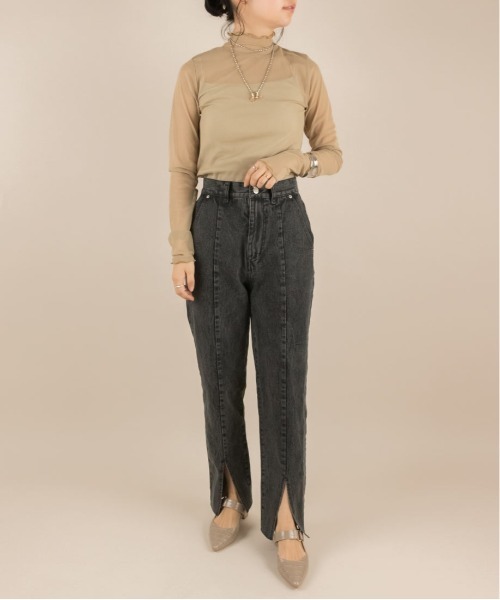 RANDA（ランダ）の「センタースリットデザインパンツ（デニムパンツ・レディース・インディゴブルー/アイボリー/ブラック・0/1）」の22枚目の写真