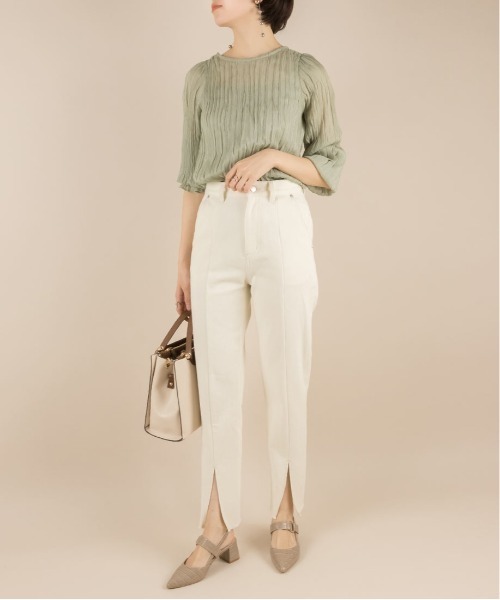 RANDA（ランダ）の「センタースリットデザインパンツ（デニムパンツ・レディース・インディゴブルー/アイボリー/ブラック・0/1）」の6枚目の写真