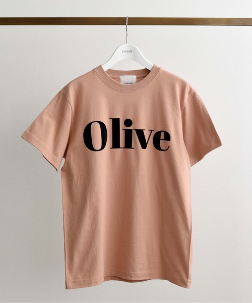 LHELBIE（レルビエ）の「OliveフロッキーロゴプリントTシャツ（Tシャツ/カットソー・レディース・ベージュ/オフホワイト/ピンク/グリーン/ダークグレー・M）」の5枚目の写真