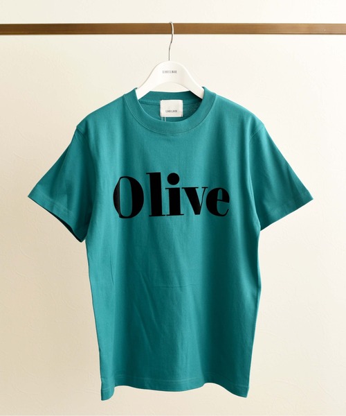 LHELBIE（レルビエ）の「OliveフロッキーロゴプリントTシャツ（Tシャツ/カットソー・レディース・ベージュ/オフホワイト/ピンク/グリーン/ダークグレー・M）」の4枚目の写真
