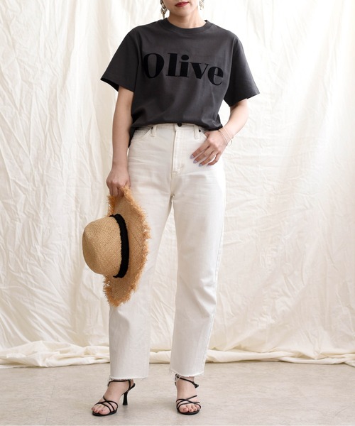 LHELBIE（レルビエ）の「OliveフロッキーロゴプリントTシャツ（Tシャツ/カットソー・レディース・ベージュ/オフホワイト/ピンク/グリーン/ダークグレー・M）」の18枚目の写真