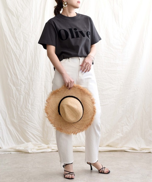 LHELBIE（レルビエ）の「OliveフロッキーロゴプリントTシャツ（Tシャツ/カットソー・レディース・ベージュ/オフホワイト/ピンク/グリーン/ダークグレー・M）」の22枚目の写真