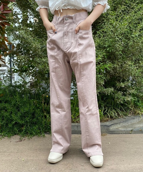 WEGO（ウィゴー）の「WEGO/レースアップストレートパンツ（デニムパンツ・レディース・ブラック/アイボリー/ライトインディゴブルー/ライトピンク/ホワイト/グリーン系その他/スカイブルー・SMALL/MEDIUM）」の7枚目の写真