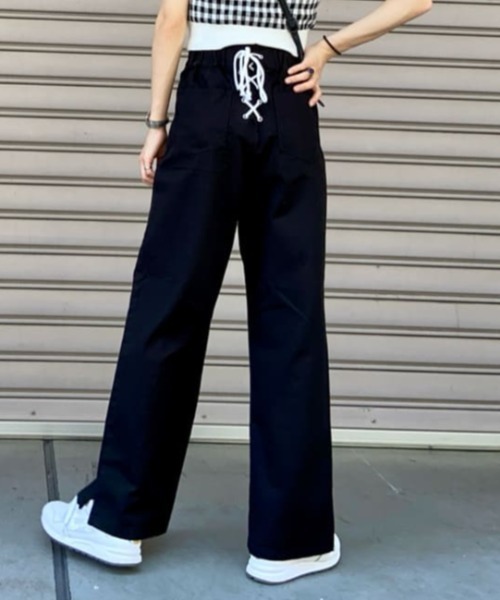 WEGO（ウィゴー）の「WEGO/レースアップストレートパンツ（デニムパンツ・レディース・ブラック/アイボリー/ライトインディゴブルー/ライトピンク/ホワイト/グリーン系その他/スカイブルー・SMALL/MEDIUM）」の3枚目の写真