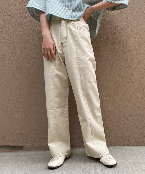 WEGO（ウィゴー）の「WEGO/レースアップストレートパンツ（デニムパンツ・レディース・ブラック/アイボリー/ライトインディゴブルー/ライトピンク/ホワイト/グリーン系その他/スカイブルー・SMALL/MEDIUM）」の14枚目の写真