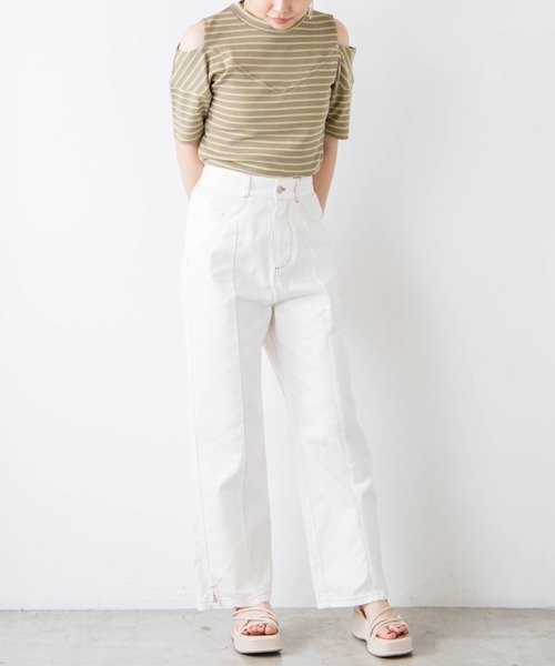 WEGO（ウィゴー）の「WEGO/レースアップストレートパンツ（デニムパンツ・レディース・ブラック/アイボリー/ライトインディゴブルー/ライトピンク/ホワイト/グリーン系その他/スカイブルー・SMALL/MEDIUM）」の21枚目の写真