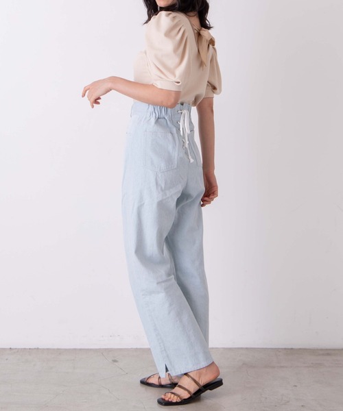 WEGO（ウィゴー）の「WEGO/レースアップストレートパンツ（デニムパンツ・レディース・ブラック/アイボリー/ライトインディゴブルー/ライトピンク/ホワイト/グリーン系その他/スカイブルー・SMALL/MEDIUM）」の12枚目の写真