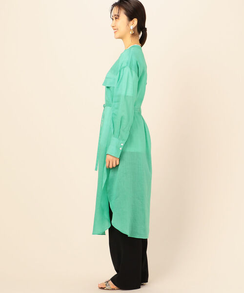 NOLLEY’S（ノーリーズ）の「ラミーツイルシャツワンピース（シャツワンピース・レディース・ホワイト/グリーン・38）」の4枚目の写真