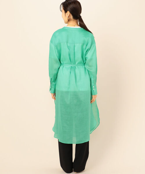 NOLLEY’S（ノーリーズ）の「ラミーツイルシャツワンピース（シャツワンピース・レディース・ホワイト/グリーン・38）」の3枚目の写真