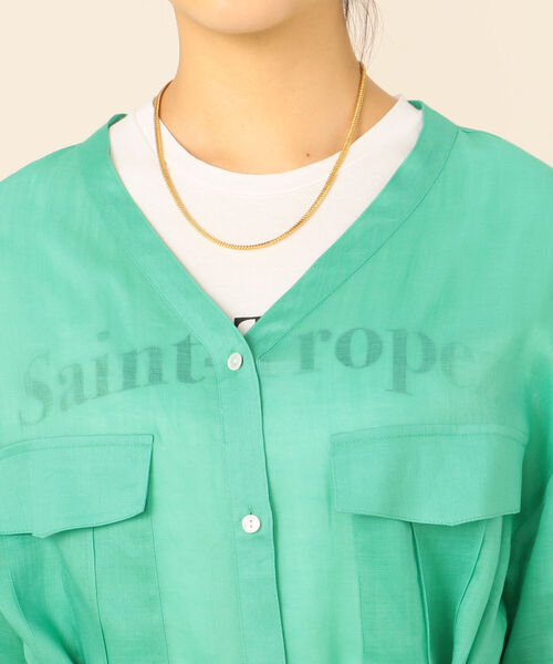 NOLLEY’S（ノーリーズ）の「ラミーツイルシャツワンピース（シャツワンピース・レディース・ホワイト/グリーン・38）」の5枚目の写真