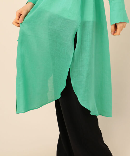 NOLLEY’S（ノーリーズ）の「ラミーツイルシャツワンピース（シャツワンピース・レディース・ホワイト/グリーン・38）」の7枚目の写真