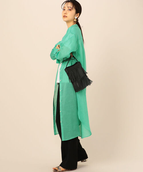 NOLLEY’S（ノーリーズ）の「ラミーツイルシャツワンピース（シャツワンピース・レディース・ホワイト/グリーン・38）」の11枚目の写真